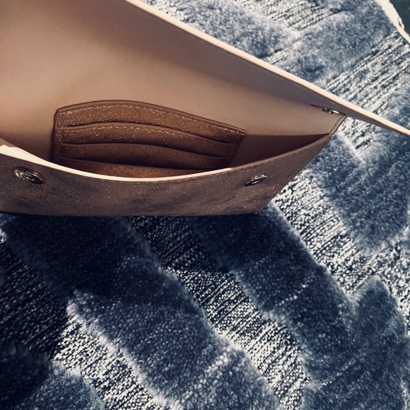 Urban Expressions Handbags - Metallic Rose Gold Fold-Over Clutch Leather Lining